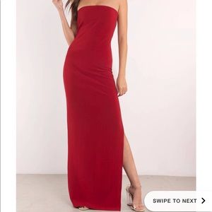 Tobi red strapless dress